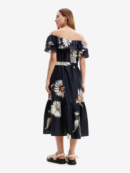 Desigual Schwarzes geblümtes Damen-Midikleid Desigual Georgeo