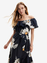 Desigual Schwarzes geblümtes Damen-Midikleid Desigual Georgeo