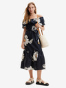 Desigual Schwarzes geblümtes Damen-Midikleid Desigual Georgeo