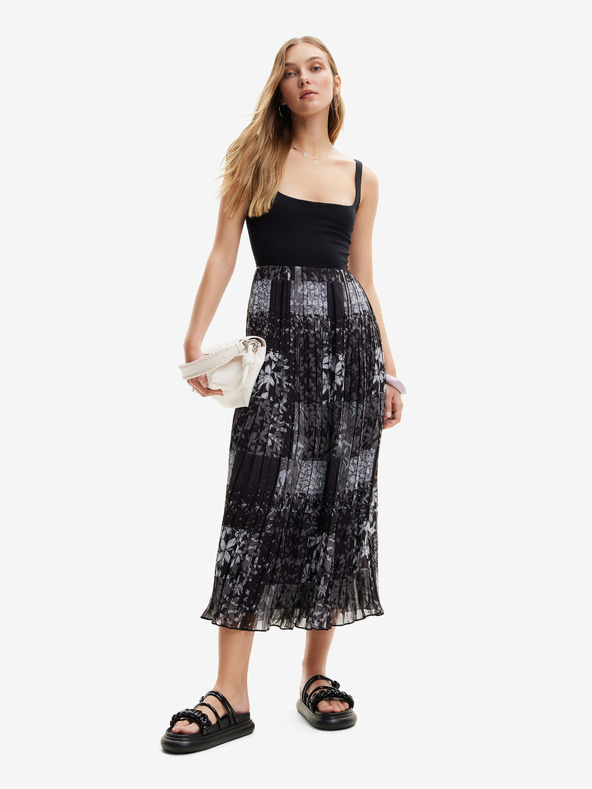 Desigual Schwarzes gemustertes Maxikleid für Damen Desigual Cassidi