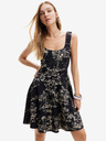 Desigual Cremefarbenes und schwarzes gemustertes Damenkleid Desigual Tually