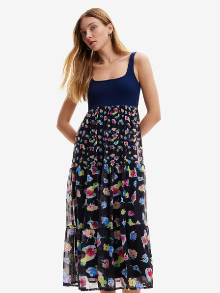Desigual Dunkelblaues geblümtes Maxikleid für Damen Desigual Vancouver