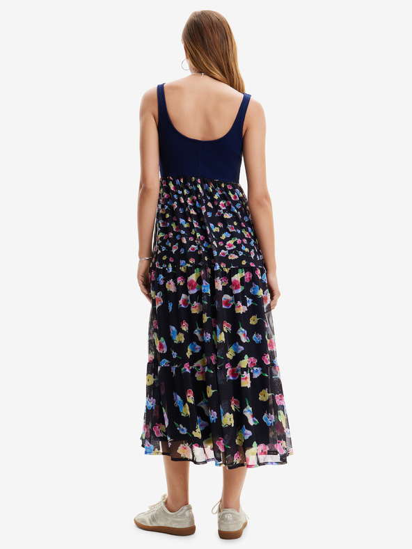 Desigual Dunkelblaues geblümtes Maxikleid für Damen Desigual Vancouver