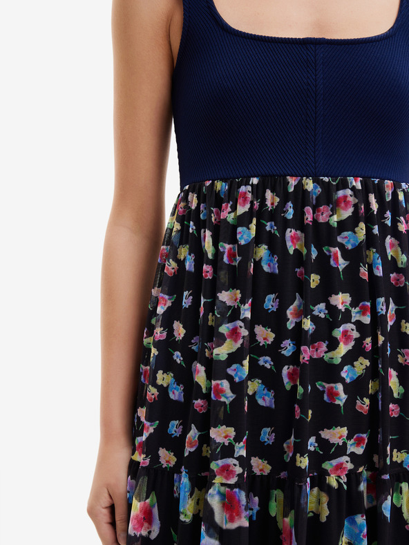 Desigual Dunkelblaues geblümtes Maxikleid für Damen Desigual Vancouver