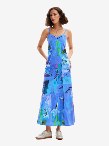 Desigual Blaues geblümtes Maxikleid für Damen Desigual Bleu
