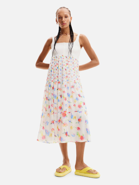Desigual Weißes geblümtes Midikleid für Damen Desigual Vancouver