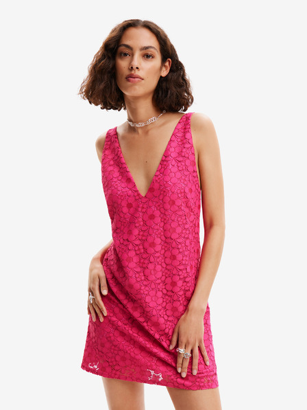 Desigual Desigual Spitze Dunkelrosa Damen Spitzenkleid