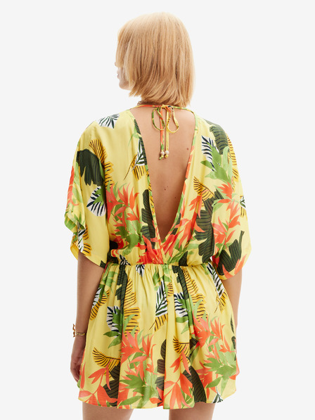 Desigual Gelbes Damen Strandkleid mit Blumenmuster Desigual Top Tropical Party