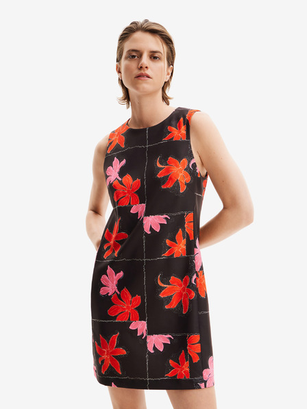 Desigual Rot-schwarzes geblümtes Minikleid für Damen Desigual Houston