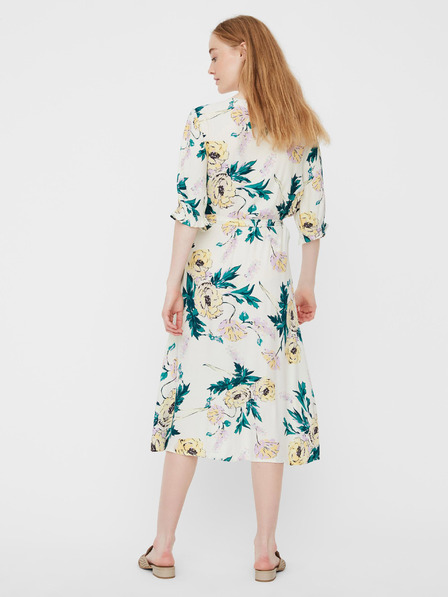 Vero Moda Cremefarbener geblümter Wickel-Midi VERO MODA Oline