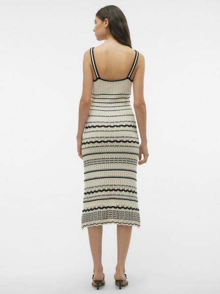 Vero Moda Schwarz-cremefarbenes gestreiftes Midikleid für Damen Vero Moda Minou