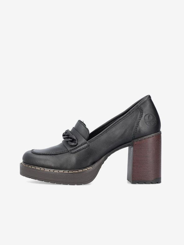 Rieker Schwarze Damen Leder Halbschuhe mit Absatz Rieker