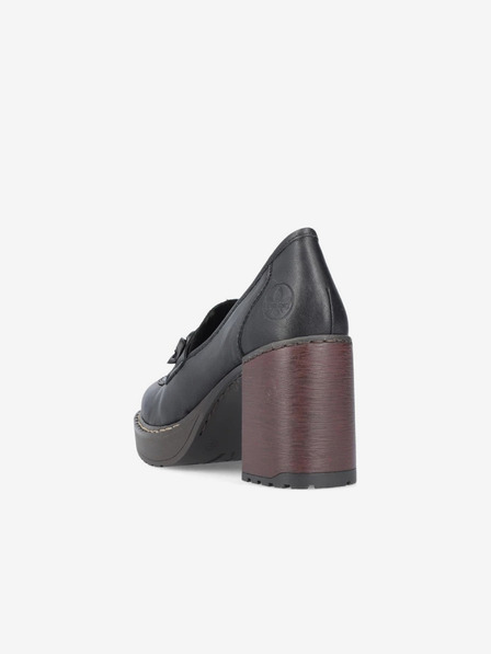 Rieker Schwarze Damen Leder Halbschuhe mit Absatz Rieker