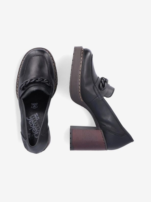 Rieker Schwarze Damen Leder Halbschuhe mit Absatz Rieker