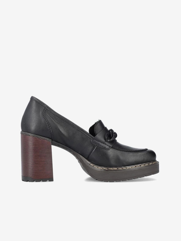 Rieker Schwarze Damen Leder Halbschuhe mit Absatz Rieker