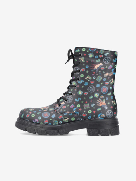 Rieker Schwarze gemusterte Damenstiefeletten Rieker