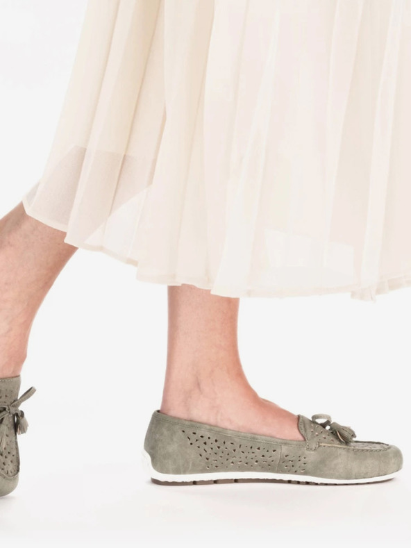 Rieker Grüne Damen-Slipper aus Wildleder Rieker