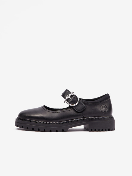 Rieker Schwarze Damen Leder Halbschuhe Rieker