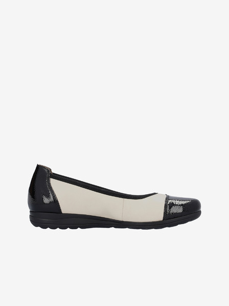 Rieker Schwarze und weiße Damen Leder Ballerinas Rieker