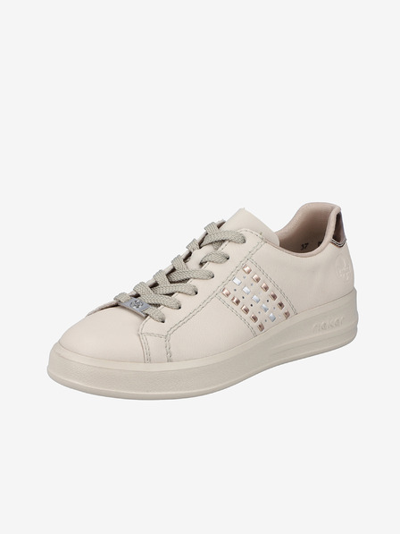 Rieker Cremefarbene Damen Leder-Sneakers Rieker