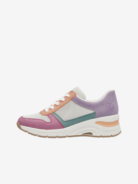 Rieker Cremefarbene und rosafarbene Damen-Keilsneakers Rieker