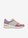 Rieker Cremefarbene und rosafarbene Damen-Keilsneakers Rieker