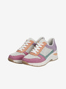 Rieker Cremefarbene und rosafarbene Damen-Keilsneakers Rieker