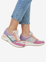 Rieker Cremefarbene und rosafarbene Damen-Keilsneakers Rieker