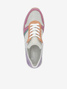 Rieker Cremefarbene und rosafarbene Damen-Keilsneakers Rieker