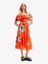 Desigual Orangefarbenes geblümtes Damen-Midikleid Desigual Georgeo