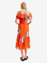 Desigual Orangefarbenes geblümtes Damen-Midikleid Desigual Georgeo