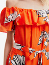 Desigual Orangefarbenes geblümtes Damen-Midikleid Desigual Georgeo