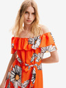 Desigual Orangefarbenes geblümtes Damen-Midikleid Desigual Georgeo