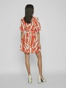 Vila Cremefarbenes und orangefarbenes gemustertes Damenkleid VILA Dogma