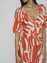 Vila Cremefarbenes und orangefarbenes gemustertes Damenkleid VILA Dogma