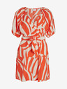 Vila Cremefarbenes und orangefarbenes gemustertes Damenkleid VILA Dogma