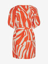 Vila Cremefarbenes und orangefarbenes gemustertes Damenkleid VILA Dogma