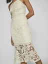 Vila Cremefarbenes Damen-Spitzen-Midikleid VILA Capella