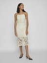 Vila Cremefarbenes Damen-Spitzen-Midikleid VILA Capella
