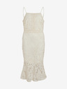 Vila Cremefarbenes Damen-Spitzen-Midikleid VILA Capella