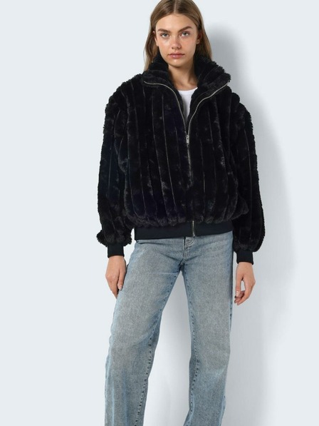 Noisy May Schwarze Damen-Kunstfell-Winterjacke Noisy May Zena
