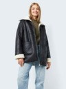 Noisy May Schwarze Damen-Kunstfell-Winterjacke Noisy May Hailey