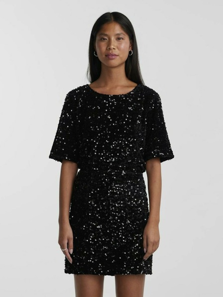 Pieces Schwarzer Damen Pailletten-Rock Pieces Kam