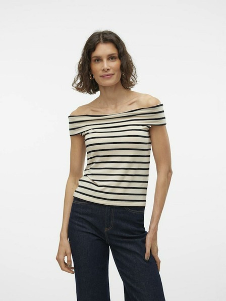 AWARE by VERO MODA Schwarz-cremefarbenes gestreiftes Damen-Top AWARE by VERO MODA Kenzi Fiona