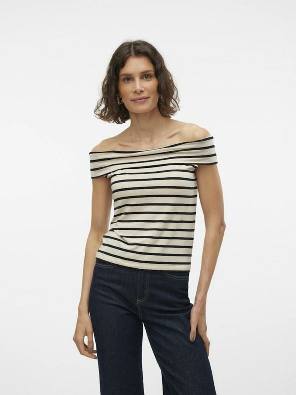 AWARE by VERO MODA Schwarz-cremefarbenes gestreiftes Damen-Top AWARE by VERO MODA Kenzi Fiona