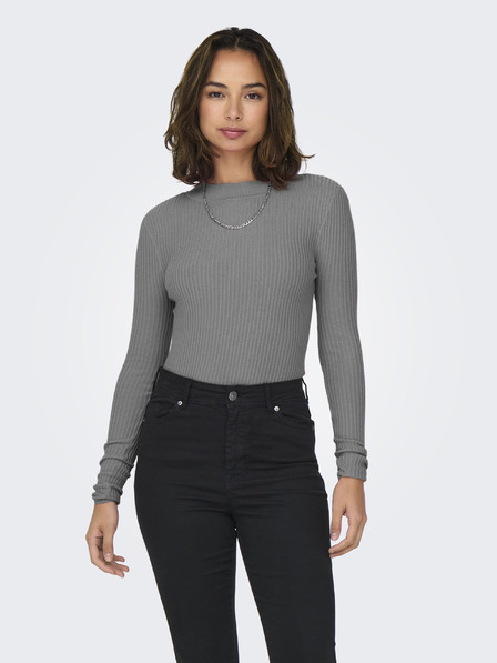 ONLY Grau ONLY Louisa Leichter Pullover mit Rippstrick