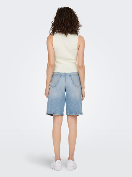 ONLY Cremefarbenes geripptes Damen-Basic-Top ONLY Majli