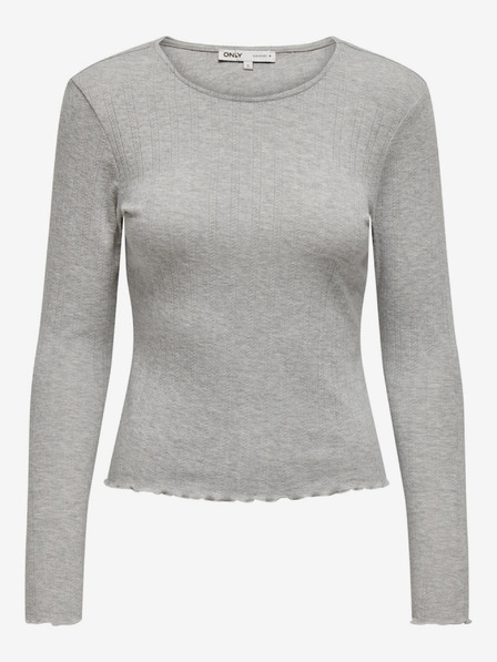 ONLY Hellgraues gestreiftes Damen-Basic-T-Shirt ONLY Carlotta