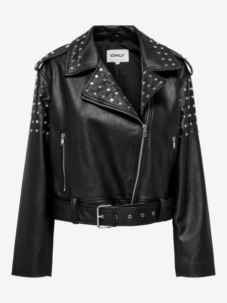 ONLY Schwarze kurvige Damen-Lederjacke ONLY Destiny