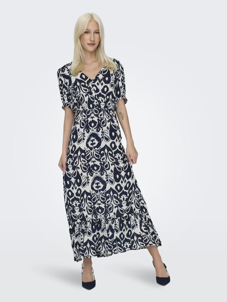 ONLY Blaues und weißes gemustertes Damen-Maxikleid ONLY Chianti
